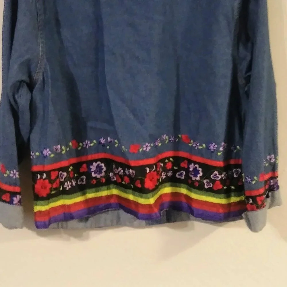 Tantrum Blues Vintage‎ Floral Embroidered Jean Jacket - Picture 5 of 5